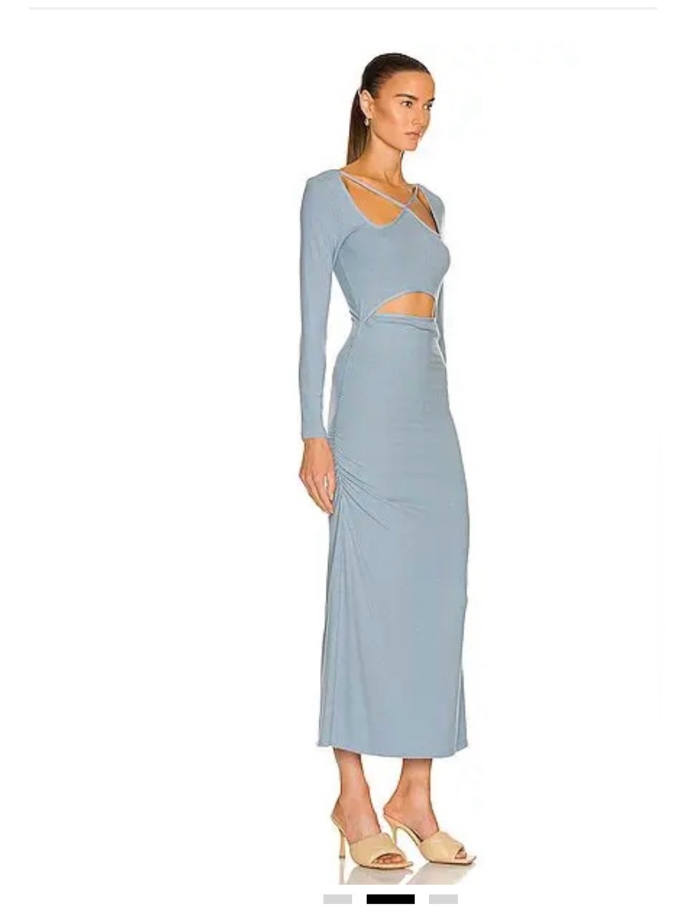 Jonathan Simkhai Maisha Blue Ribbed Cutout Midi Dress NWT Size S